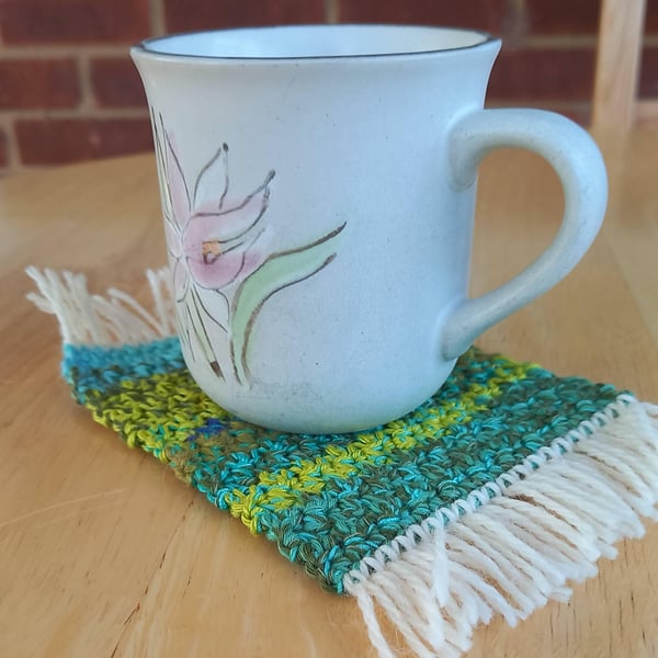 Set of 4 Coasters, Handmade Crochet Mug Rugs, Eco Gift for Coffee & Tea Lovers