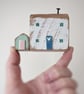 Little Handmade Painted Wooden House with Teeny Side Shed