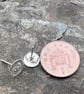Eco Silver Textured Round Moon Stud Earrings - Image 3