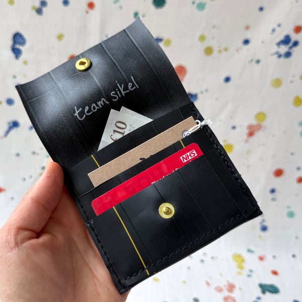Bicycle Inner Tube Wallet - Stripe Writing 2 - Wonky Stitching - Super Seconds