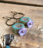 Rustic Flower Bead Earrings in Seafoam Green & Lavender Purple - Nature Inspired - Image 5