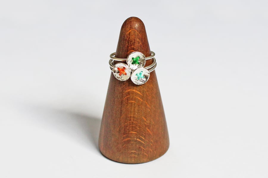 Vintage lace button ring, silver ring, textured silver