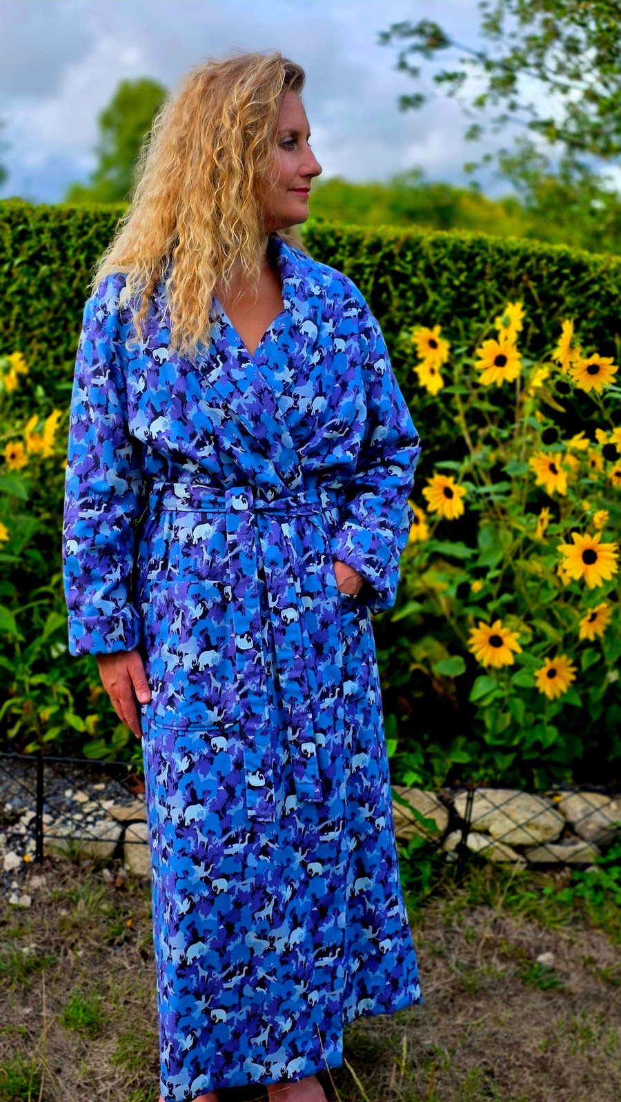 Handmade Liberty of London Lantana Dressing Gown Cosy Winter Robe Animal Kingdom