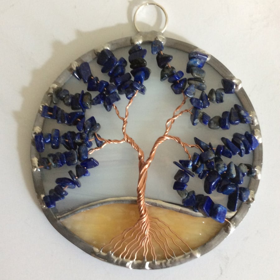 4 inch lapis tree of life suncatcher