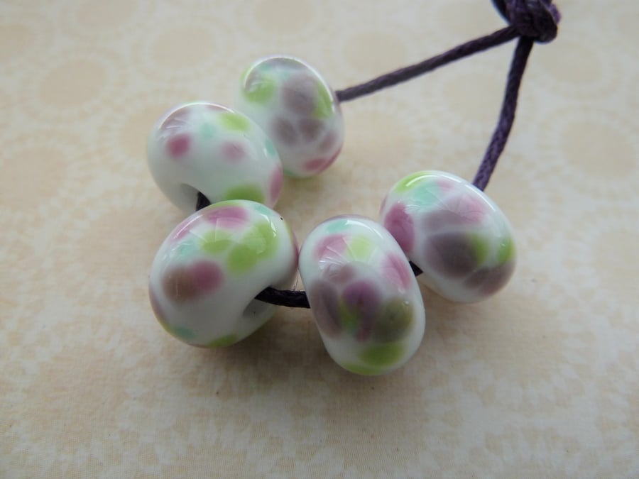 handmade lampwork lilac frit glass beads