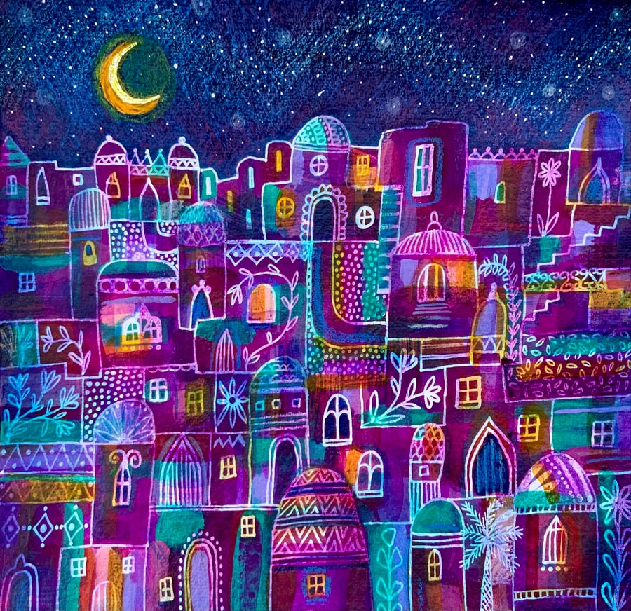 Patchwork City, original painting