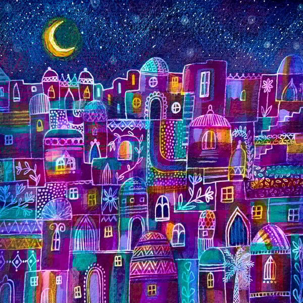Patchwork City, original painting