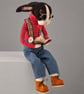 One of a Kind Needle felted Dutch Rabbit reading his favourite book.