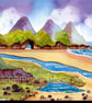 Three Cliffs Bay, Gower, Original Watercolour, Seascape, in 14 x 11'' Mount - Image 1
