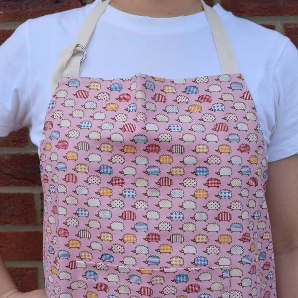 Hedgehog Print Apron, Pink Kitchen Aprons, Hedgehog Gifts UK