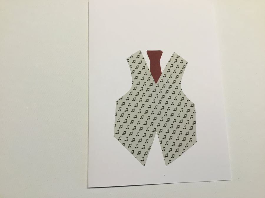 Musical note waistcoat any occasion card. CC667