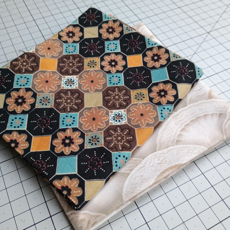 Two FQs - geometric browns, gold, creams, MODA geometric