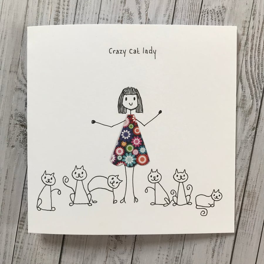 Crazy Cat Lady card, Cat lover, Personalised