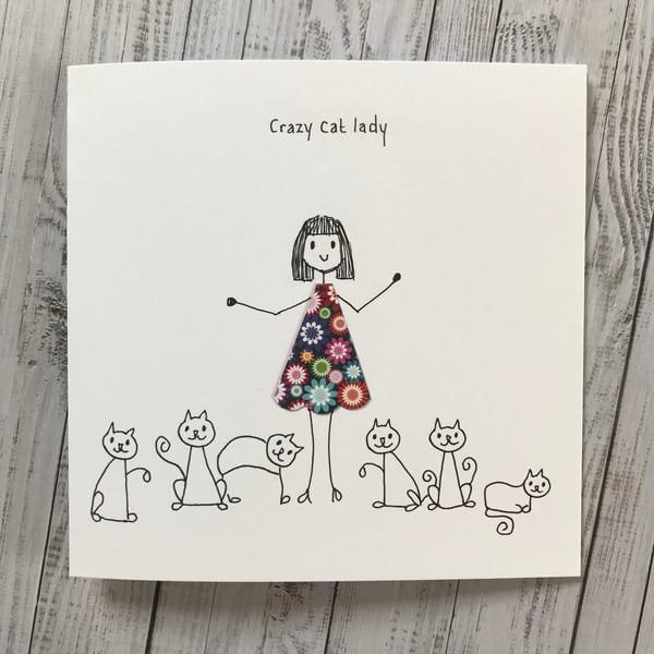 Crazy Cat Lady card, Cat lover, Personalised