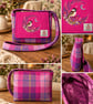 Harris Tweed Crossbody Bag with embroidered bird in the moon