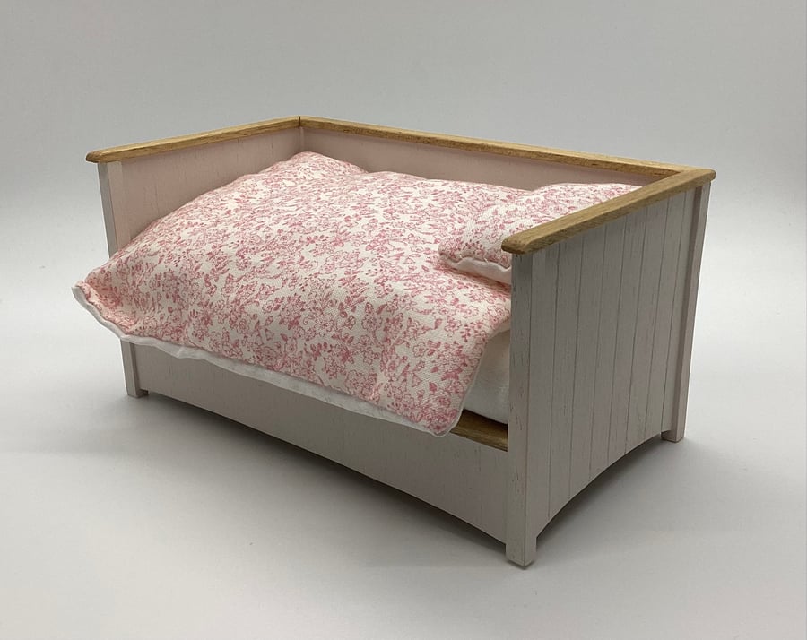 Dolls house bedroom set day bed and wardrobe 1:12 scale handmade 