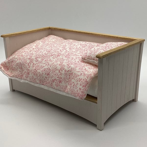 Dolls house bedroom set day bed and wardrobe 1:12 scale handmade 