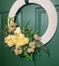 Handmade Crochet Wreath with Lemon Yellow Peonies and Summer Foliage - Image 3