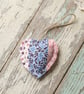 Handmade Lavender Scented Hanging Heart - Reversible Blue Leafy Patchwork & Coun