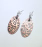 Hammered Oval Copper Earrings (ERCUSTOV1) - UK Free Post - Image 2
