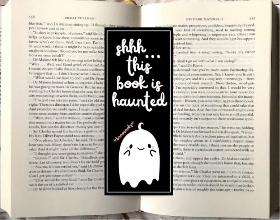 Spoopy Ghost Haunted Book Quote Bookmark