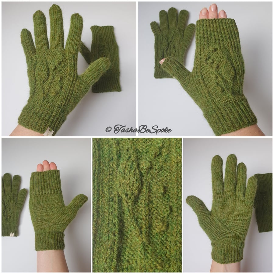 Hand knitted gloves, Fingerless Alpaca mittens, Birthday gift for women
