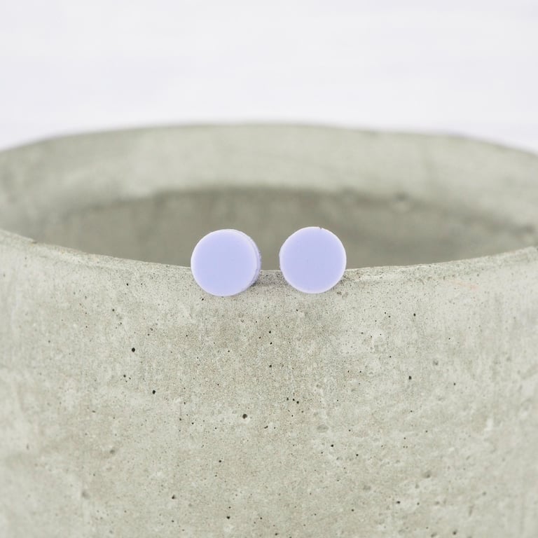 Titanium posts - Small matte lilac pastel dot stud earrings