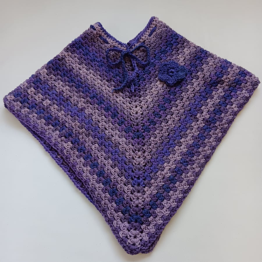Crochet Child's Poncho (Purple Love) - adorable outerwear!