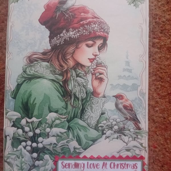 Christmas card for a dear Sister handmade birds