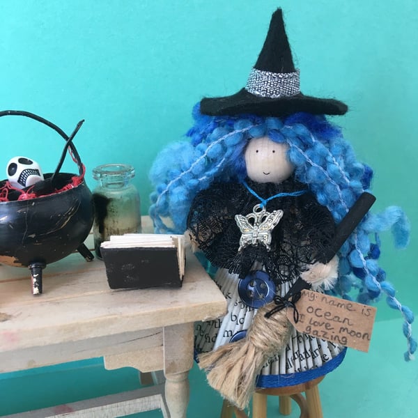 Blue Witch Doll Decoration, Halloween Decoration
