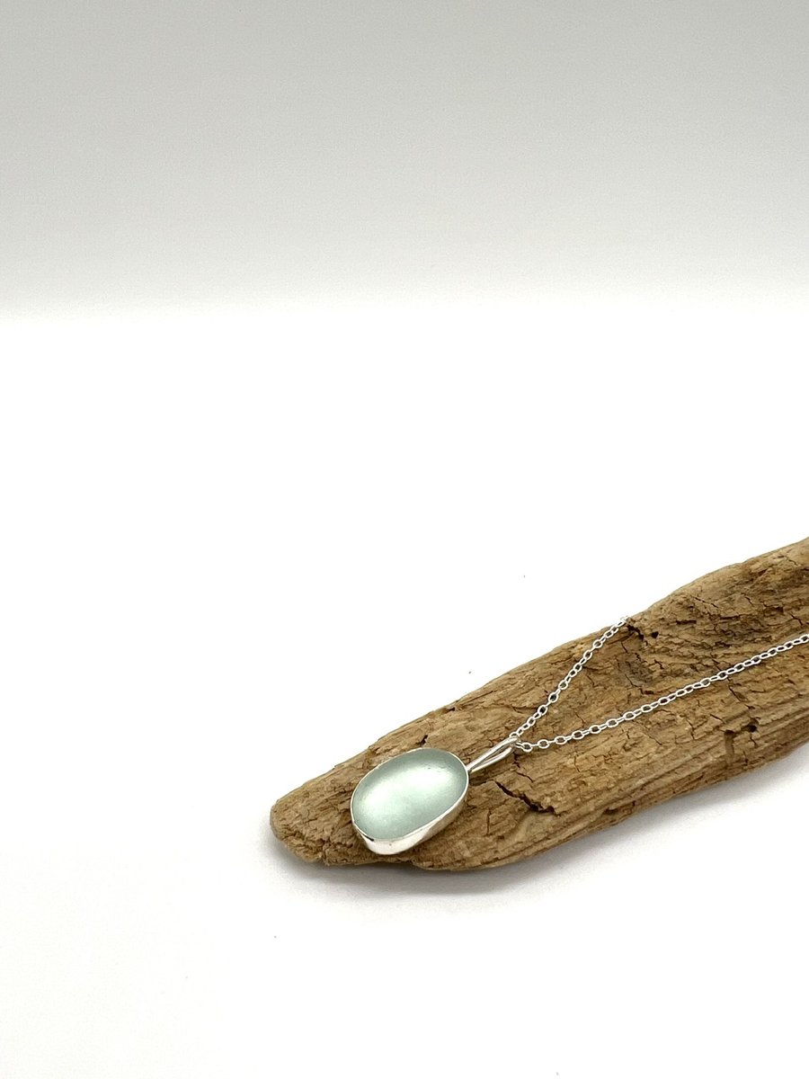 Isle of Wight Pale Aqua Sea Glass Necklace