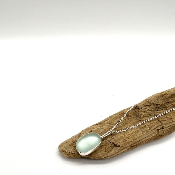 Isle of Wight Pale Aqua Sea Glass Necklace