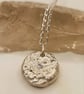 Sterling Silver Molten Pendant with Lab Diamond - Reticulated Coin Necklace - Image 5
