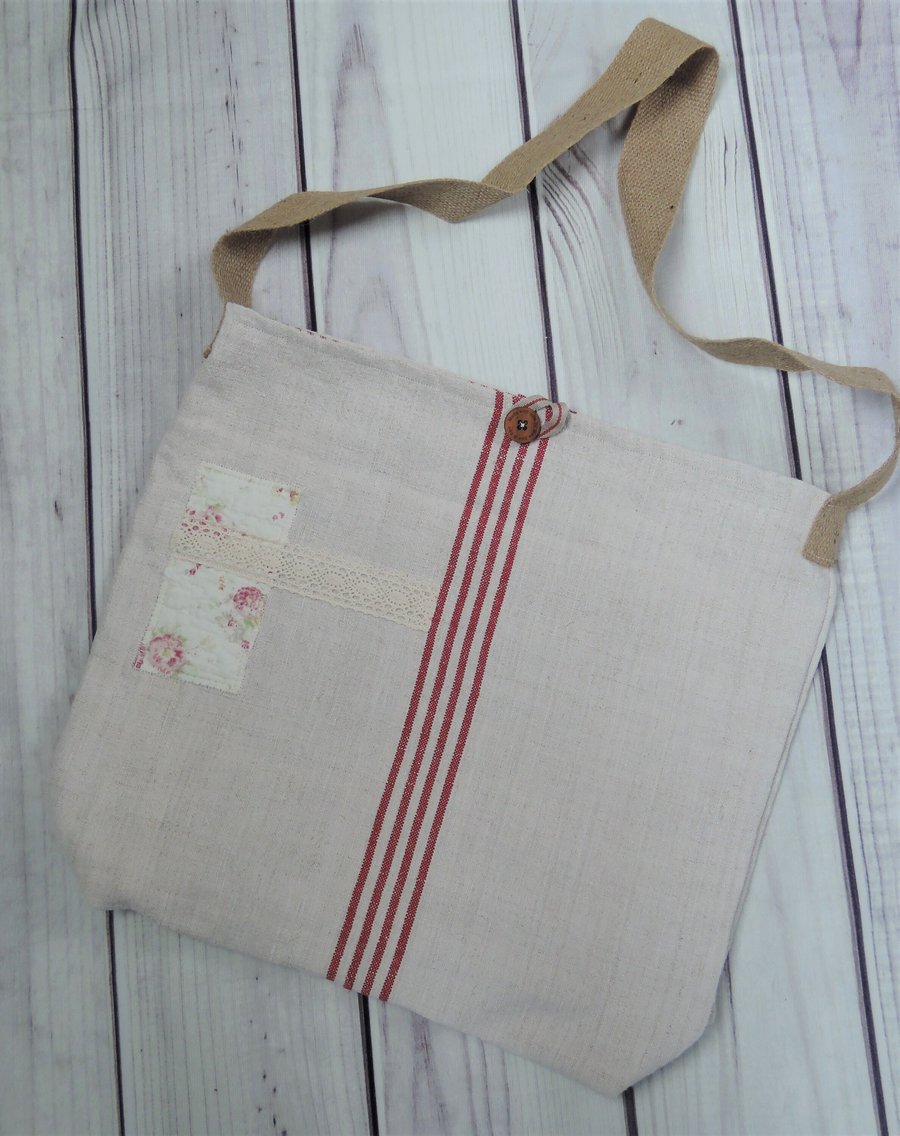 Vintage Grain Sack Fabric Bag