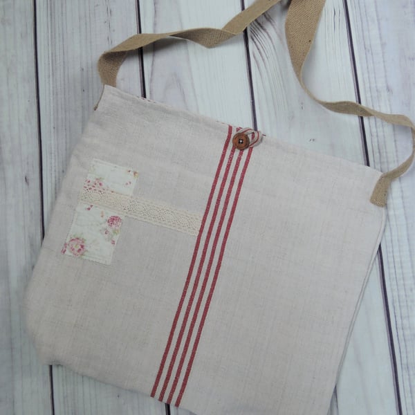 Vintage Grain Sack Fabric Bag