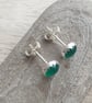 Green onyx stud earrings, Deep green gemstone, Medium size studs - Image 5