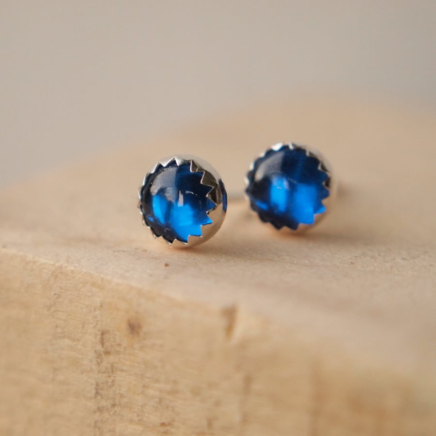Sapphire and Silver Stud Earrings -