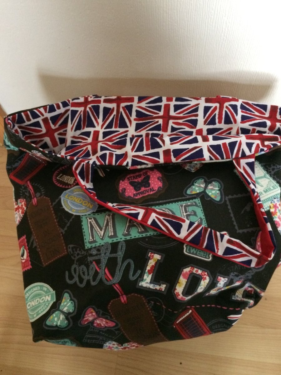 London design Union Jack reversible  tote bag