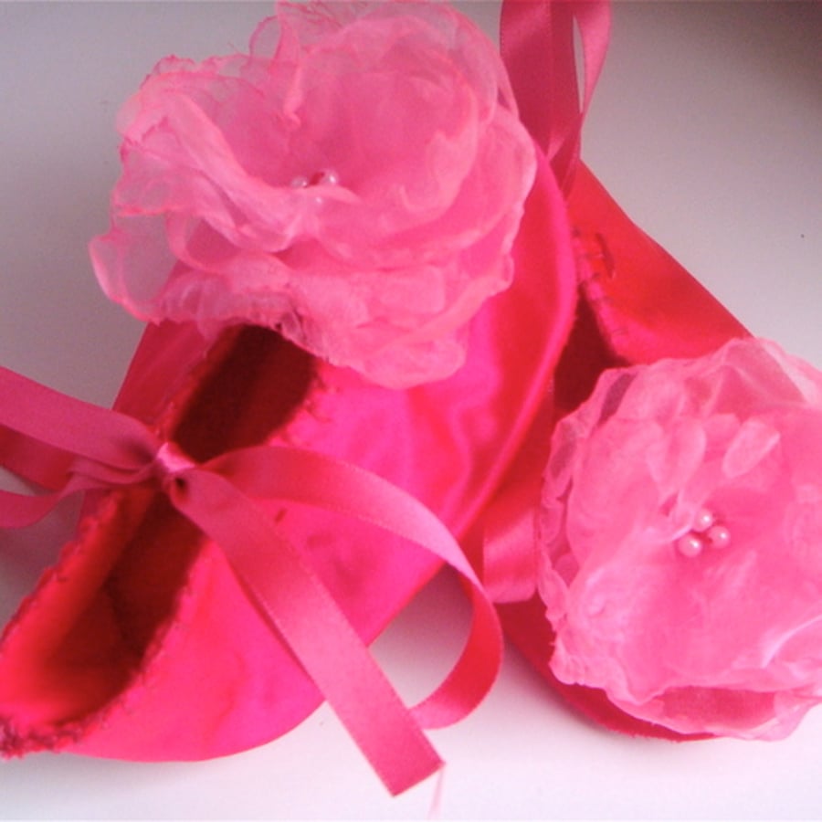 Custom Order for mariamakb10 Pink Satin and Organza Baby Booties /Shoes