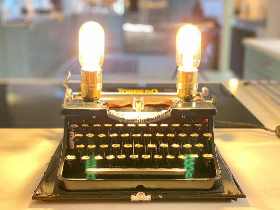 Up-Cycled Vintage typewriter table Lamp