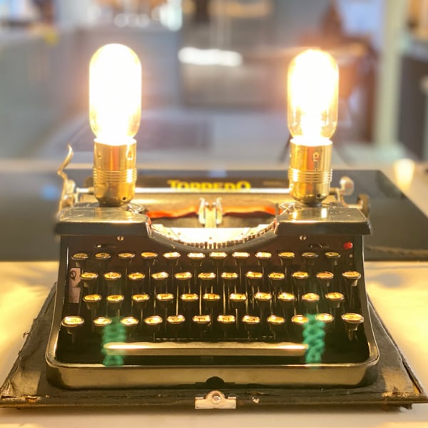 Up-Cycled Vintage typewriter table Lamp