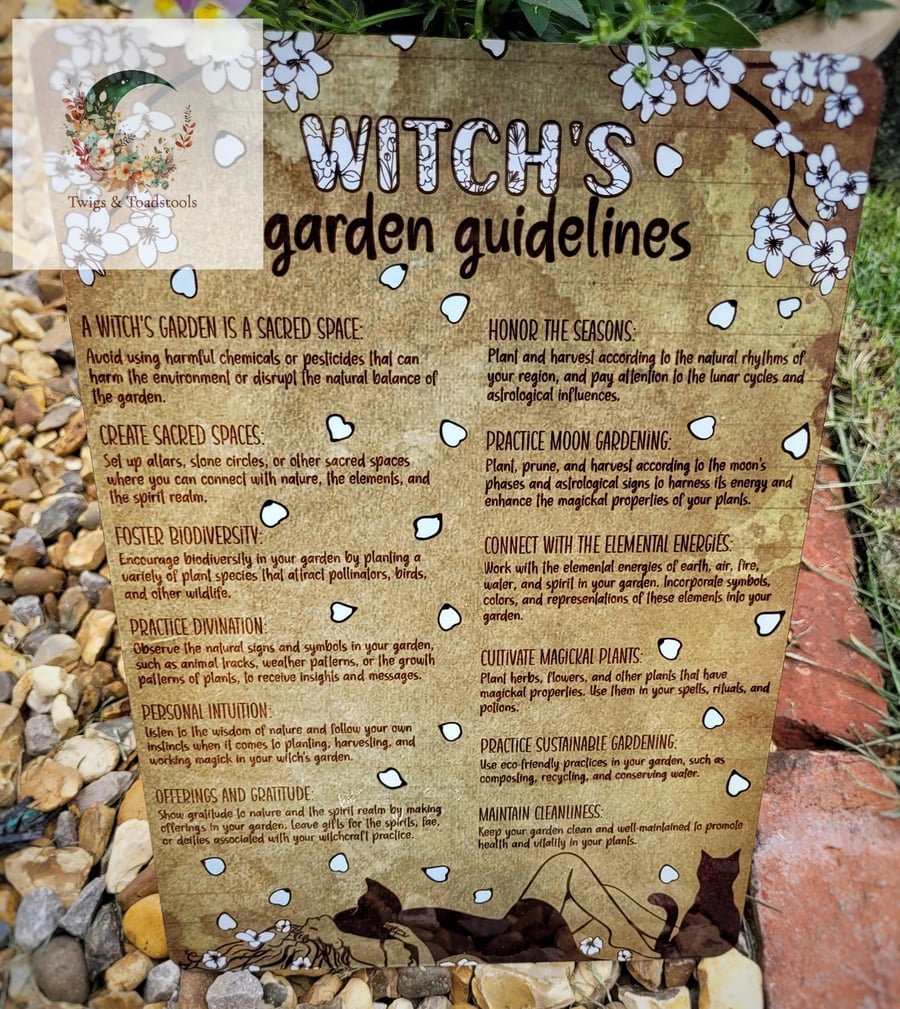 Witch's garden rules metal wall art 