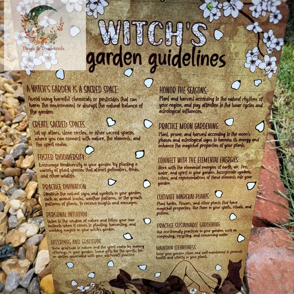 Witch's garden rules metal wall art 