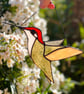 Stained Glass hummingbird in classic green and yellow colours
