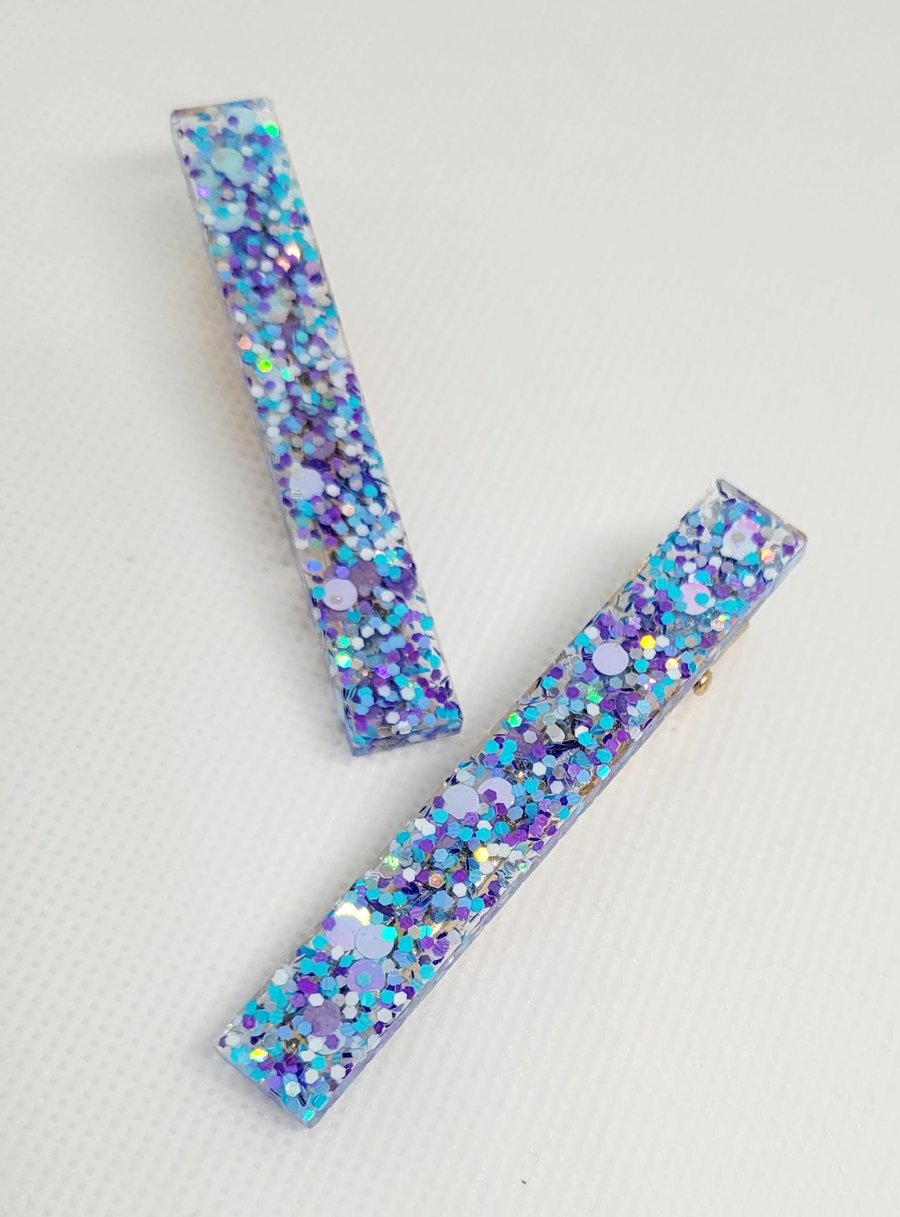 Blue Confetti Hair Clips - Barrette