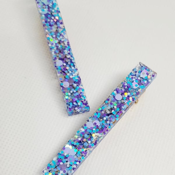 Blue Confetti Hair Clips - Barrette