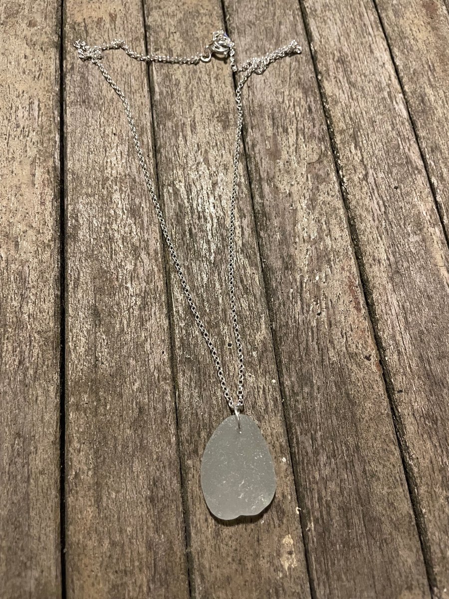 White sea glass pendant