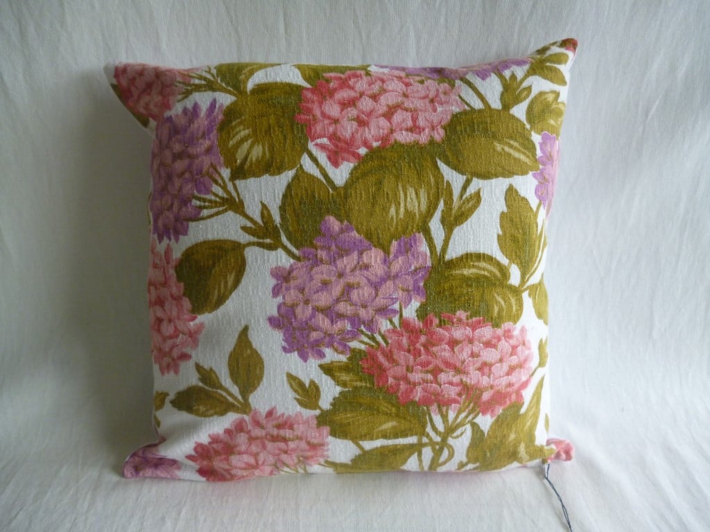 Vintage hydrangea fabric cushion cover