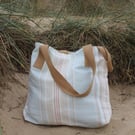 Beach bag made from Laura Ashley peppermint green 'Heritage Stripe' fabric