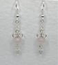 Wirework bow drop earrings with rose quartz and labradorite - Image 1